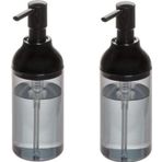 Bosphorus Banyo Seti Sıvı Sabunluk 2 Adet Füme Siyah Renkli Akrilik 8X8X16CM 360ML