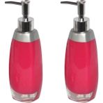 Bosphorus Banyo Seti Sıvı Sabunluk 2 Adet Gri Pembe Model Poliresin 6X5X22CM
