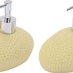 Bosphorus Banyo Seti Sıvı Sabunluk 2 Adet Sarı Petek Desenli Poliresin 14X8X14CM 400ML