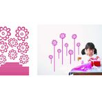 Bosphorus Duvar Süsü (Sticker) Pembe Papatyalı Şeffaf Filmli Pvc