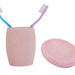 Bosphorus Homi 2 Li Banyo Seti,Pembe Petek Model,Poliresin