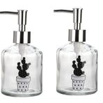 Bosphorus Homi BANYO SETİ CAM SIVI SABUNLUK 2 ADET,KAKTÜS 2 DESEN 300ML 7,6X15,5CM