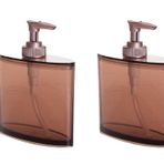 Bosphorus Homi BANYO SETİ OVAL SIVI SABUNLUK 2 ADET KAHVERENGİ AKRİLİK 13X5X16CM 350ML