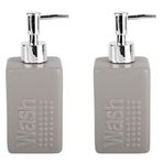 Bosphorus Homi BANYO SETİ SERAMİK SIVI SABUNLUK 2 ADET GRİ MODERN 7X7X17CM 300ML