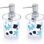 Bosphorus Homi BANYO SETİ SIVI SABUNLUK 2 ADET BENEKLİ DESEN AKRİLİK 8X8X16CM 350ML