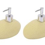 Bosphorus Homi BANYO SETİ SIVI SABUNLUK 2 ADET SARI PETEK DESENLİ POLİRESİN 14x8x14cm 400ml