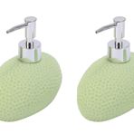 Bosphorus Homi BANYO SETİ SIVI SABUNLUK 2 ADET YEŞİL PETEK DESENLİ POLİRESİN 14x8x14cm 400ml
