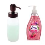 Bosphorus Homi BUZ DESENLİ CAM SIVI SABUNLUK VE 1 ADET 400 ML SIVI SABUN GÜL KOKULU