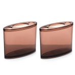 Bosphorus İki Adet Diş Fırçalık Oval Kahverengi Akrilik 13x5x10cm Banyo Seti Çok Renkli