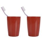 Bosphorus İki Adet Diş Fırçalık Ve Macun Kabi Kırmızı Melamin 8x8x11cm 400ml Banyo Seti Çok Renkli