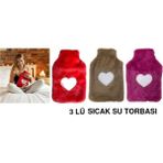 Bosphorus SICAK SU TORBASI 3 ADET,PELUŞ KALPLİ,TERMOFOR 26X17X2CM 1 LİTRE