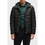 Boss 50524648 001 - 000-Siyah Logolu Regular Fit Su Itici Kapüşonlu Şişme Erkek Mont