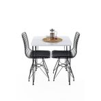 Boss Concept Mutfak Balkon Masası beyaz suntalam 70x70 cm 2 Adet Tel Sandalye takım