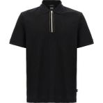 Boss Erkek %100 Merserize Pamuklu Normal Kalıp Kısa Kollu Yarım Fermuarlı Siyah Polo Yaka T-Shirt 50543880-001 - 3XL