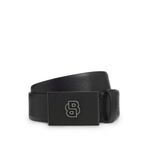 BOSS Erkek B Icon kemer İtalyan derisinden Double-B-Monogram kilitli, 001 Siyah, 105