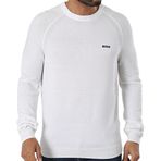 BOSS Erkek Bisiklet Yaka Slim Fit Uzun Kollu Kazak, Beyaz