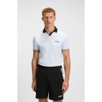 Boss Erkek Dar Kalıp Renk Bloklu Nefes Alabilen Kumaş Kısa Kollu Beyaz Polo Yaka T-Shirt 50543348-100 - XL
