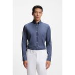 Boss Erkek Dar Kesim Pamuklu Logo Baskılı Uzun Kollu Mavi Gömlek 50556076-468 - XL