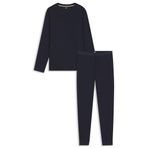 BOSS Erkek Energetic Long Set Pijama Seti Merserize Streç Jarseden Tamamı Baskılı Koyu Mavi XXL