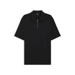 BOSS Erkek H-Paras 57 Pike Dokuma Polo Gömlek Fermuarlı Yaka, Black001, L