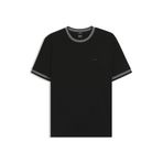 BOSS Erkek H-Tessler 200 Slim-Fit tişört, merserize pamuk, kontrast şeritli, siyah 002, L
