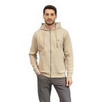 BOSS Erkek Kapüşonlu Fermuarlı Sweatshirt, Bej, 2XL