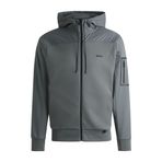 BOSS Erkek Kapüşonlu Fermuarlı Sweatshirt, Bej, XL