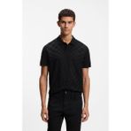 Boss Erkek Kısa Kol Düğme Kapamalı Yaka Desenli Siyah Polo Yaka T-Shirt 50559802-001