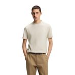 BOSS Erkek Monogram Logo Detaylı%100 Pamuklu Kısa Kollu Ekru T-Shirt, L Beden