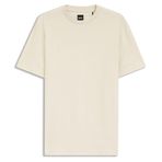 BOSS Erkek Monogram Logo Detaylı%100 Pamuklu Kısa Kollu Ekru T-Shirt, M Beden