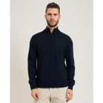 Boss Erkek Normal Kalıp Yün-Kaşmir Karışımlı Yarım Fermuarlı Dik Yakalı Lacivert Kazak 50549984-404 - 2XL