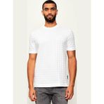 Boss Erkek Normal Kalıp Yuvarlak Yakalı Kare Desenli Yumuşak Pamuklu Kısa Kollu Beyaz T-Shirt 50545585-100