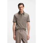 Boss Erkek Normal Kesim Yün ve Pamuk Içerikli Kısa Kollu Örgü Kahverengi Polo Yaka T-Shirt 50553789-077 - 3XL