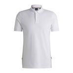 BOSS Erkek Pallas Nakışlı Logo Polo Tişört Organik Pamuk, beyaz, S