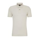 BOSS Erkek Pallas Pallas Nakışlı Logo Polo Gömlek Organik Pamuk, Açık Beyaz131, S