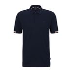 BOSS Erkek Parlay 147 Kauçuk Logo Polo Gömlek Merserize Pamuk Beyaz, mavi, M