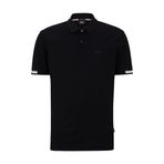BOSS Erkek Parlay 147 Kauçuk Logo Polo Gömlek Merserize Pamuk Beyaz, siyah, L