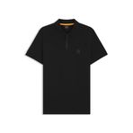 BOSS Erkek Passerzip örgü dar kesim polo tişört, elastik pamuk pike, Black001, XL