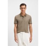 Boss Erkek Polo Yaka Düğme Kapama Yaka ve Kol Uçları Renk Detay Açık Kahve Polo Yaka T-Shirt 50543865-245