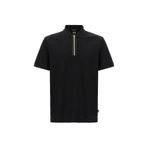 BOSS Erkek Polo Yaka T-Shirt, Merserize Pamuklu, Yarım Fermuarlı, Kısa Kollu, Normal Kalıp, Siyah, S Beden