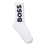BOSS Erkek QS Rib Logo CC kısa çorap, organik pamuk karışımı, logolu, Beyaz 100., 39-42