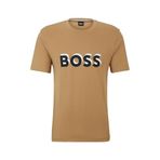 BOSS Erkek Regular Fit Bisiklet Yaka Kısa Kollu T-Shirt, Kahve, M