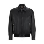 BOSS Erkek Regular Fit Deri Ceket, Siyah, 48 Beden