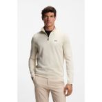 Boss Erkek Regular Fit Fermuarlı Dik Yaka %100 Pamuklu Uzun Kollu Bej Kazak 50541965-131