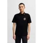 Boss Erkek Regular Fit Monogram Logolu Yaka Detaylı Pamuklu Kısa Kollu Siyah Polo Yaka T-Shirt 50532961-001 - 2XL