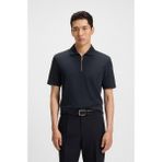 Boss Erkek Regular Fit Pike Dokuma Kumaş Kısa Kollu Yarım Fermuarlı Lacivert Polo Yaka T-Shirt 50544091-404 - 3XL