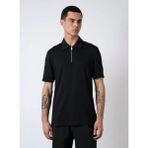Boss Erkek Regular Fit Pike Dokuma Kumaş Kısa Kollu Yarım Fermuarlı Siyah Polo Yaka T-Shirt 50544091-001 - 3XL