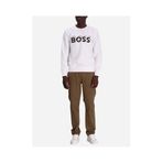 BOSS Erkek Regular Fit Uzun Kollu Logo Detaylı Beyaz Sweatshirt, M Beden