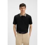 Boss Erkek Regular Fit Yakası Kontrast Renk Geçişli Pamuklu Kısa Kollu Siyah Polo Yaka T-Shirt 50545487-001