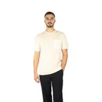 BOSS Erkek Regular Fit Yuvarlak Yakalı Cep Detaylı Pamuklu Kısa Kollu T-Shirt, Ekru, XL